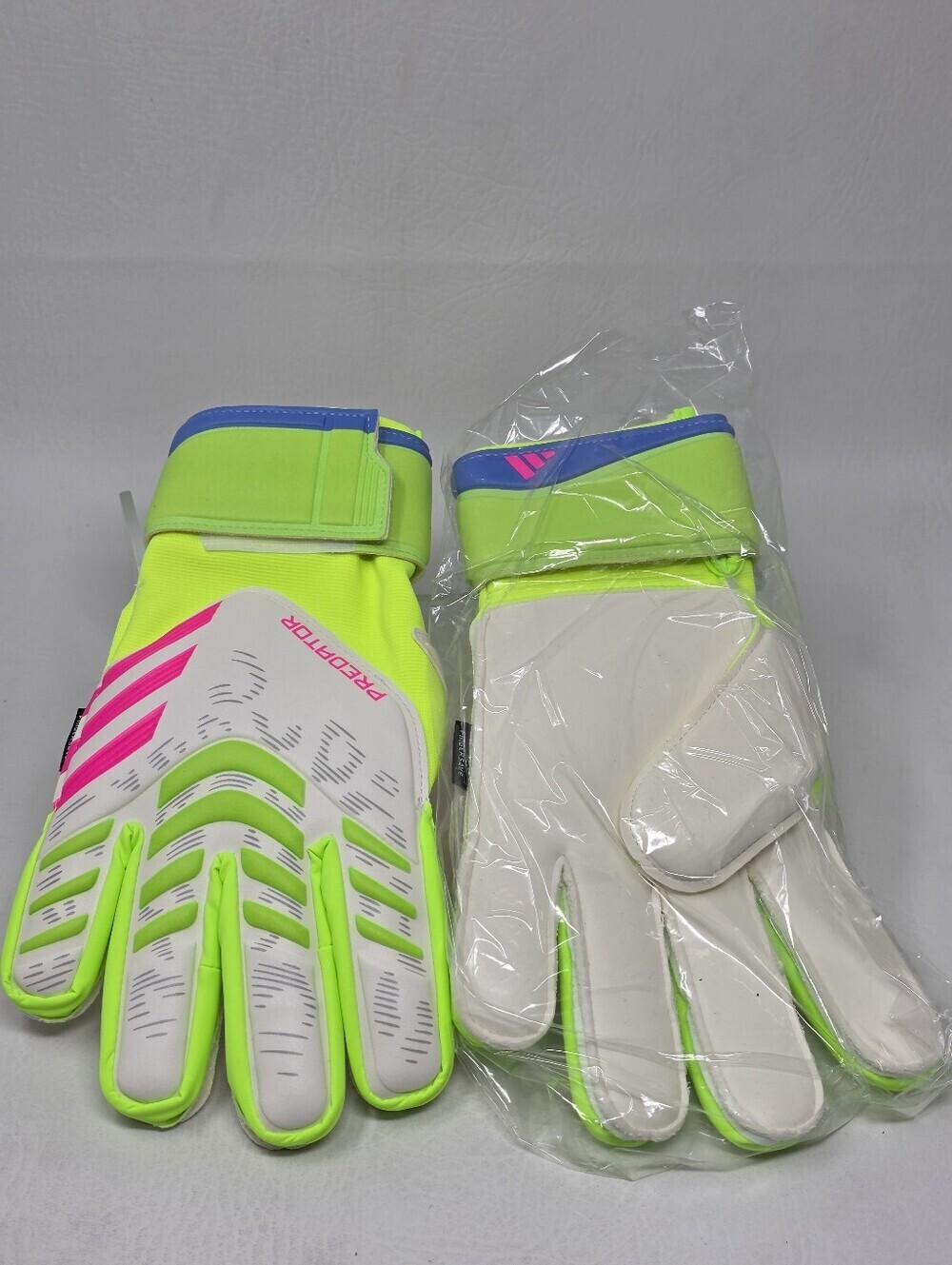adidas JH3803 Sz 9 White/Pink/Green Predator Match Fingersave Goalkeeper Gloves